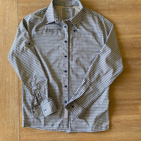 Costa Angler Tech Button Down Plaid Navy - Men's Small - Picture 2 of 13